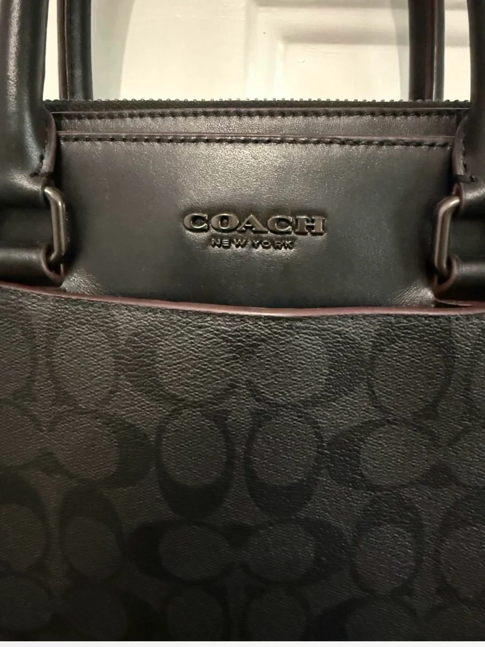 Authentic Coach Black Signature Laptop Briefcase with Shoulder Strap
